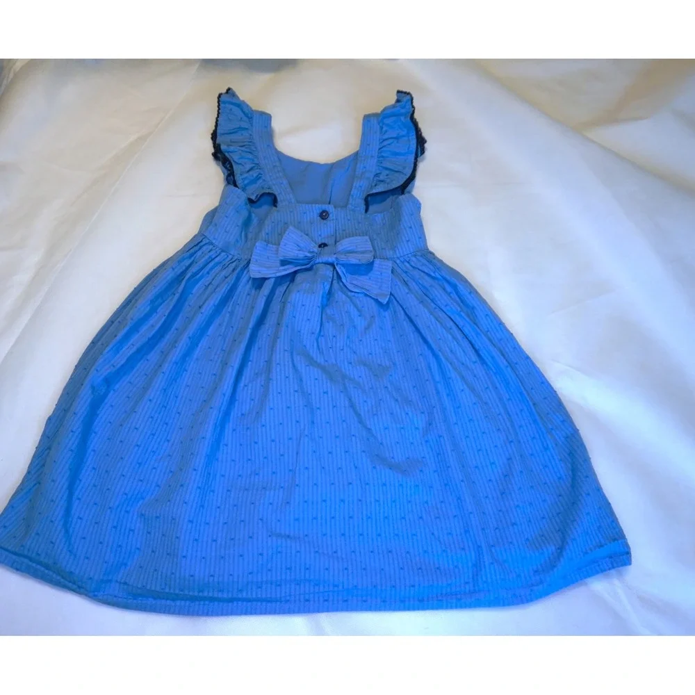 Sigrid Olsen Girls Blue Swiss Dot Ruffle Bow Back Party Dress Size 6 AG2.C1085